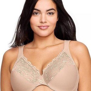 Glamorise Women's Plus Size Low Cut Wonderwire Lace Bra Underwire #1240 34DD